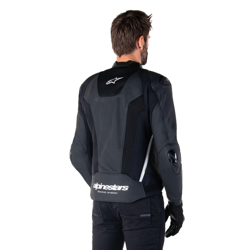 Usnjena motoristična jakna Alpinestars Missile 3 Airflow črno-bela