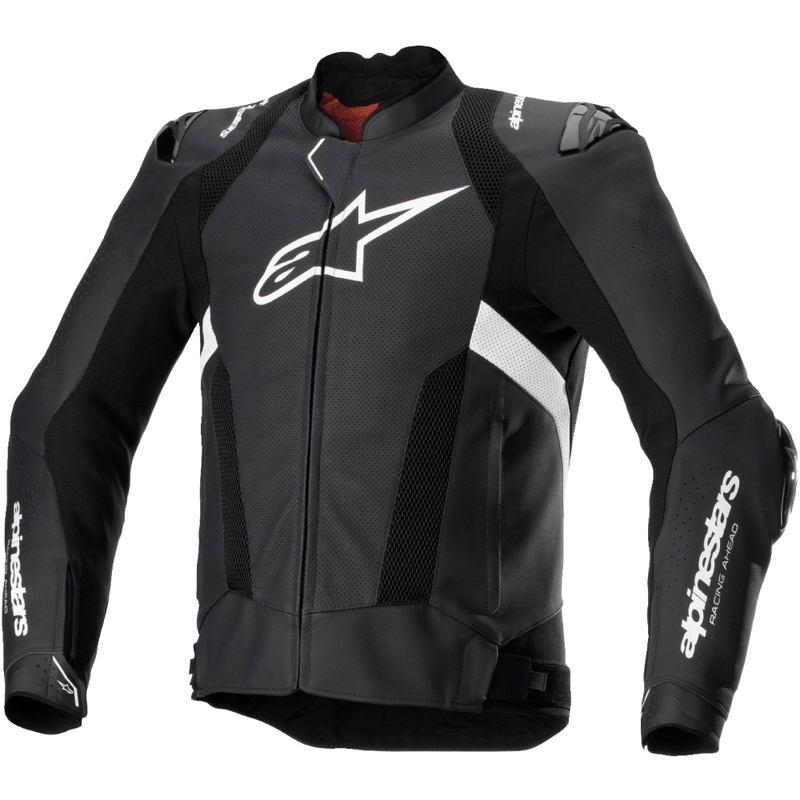 Usnjena motoristična jakna Alpinestars Missile 3 Airflow črno-bela