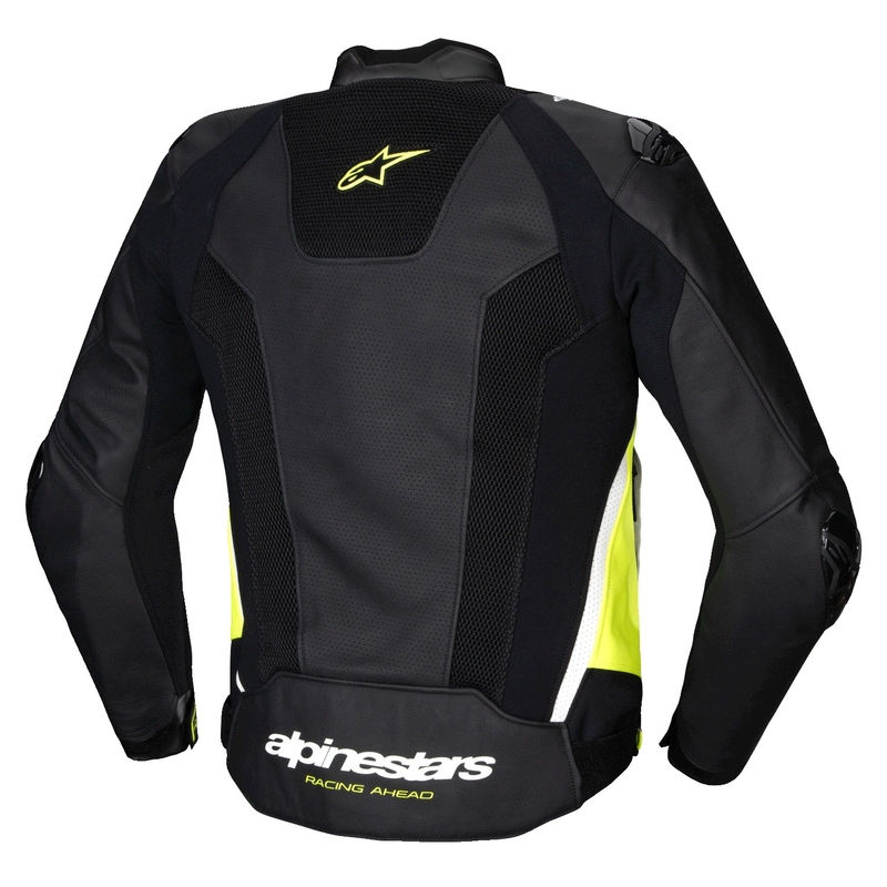 Usnjena motoristična jakna Alpinestars Missile 3 Airflow črno-fluo rumeno-bela