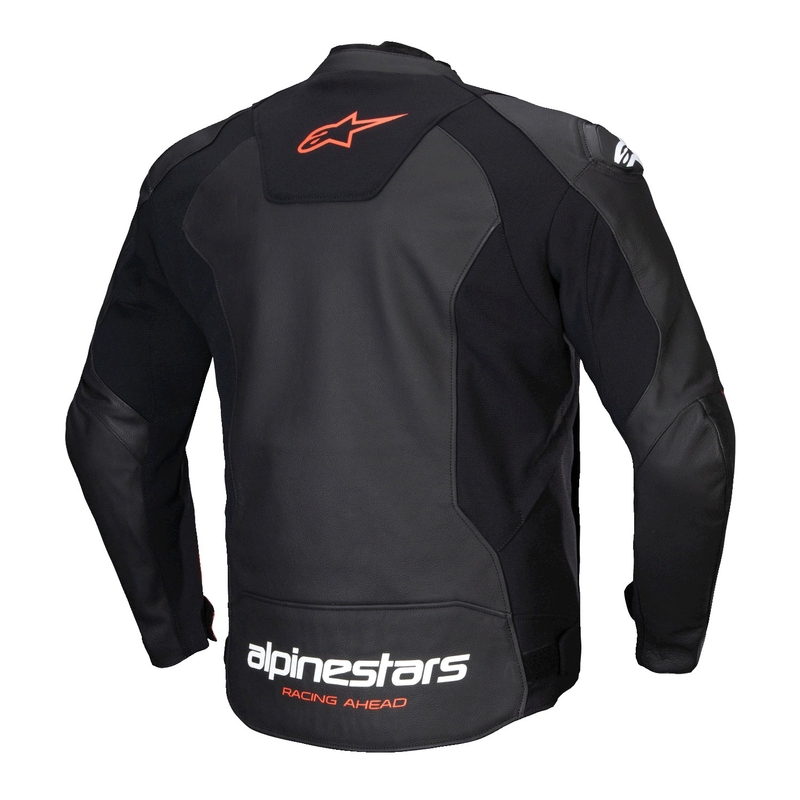 Usnjena motoristična jakna Alpinestars Faster 3 črno-fluo rdeča