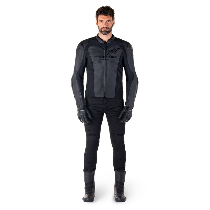 Alpinestars Faster 3 usnjena motoristična jakna črno-črna