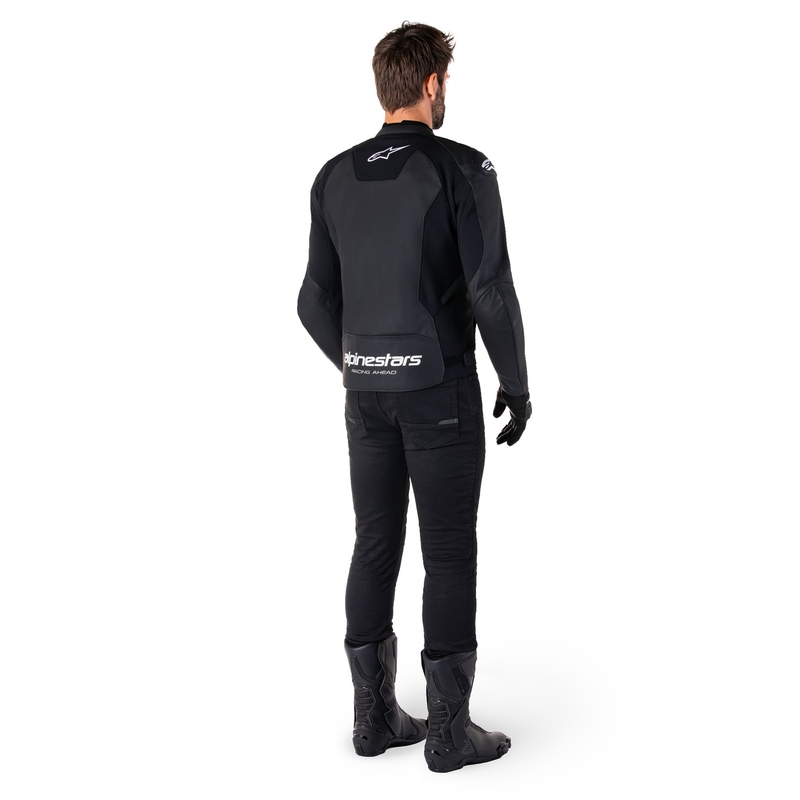 Usnjena motoristična jakna Alpinestars Faster 3 črno-bela