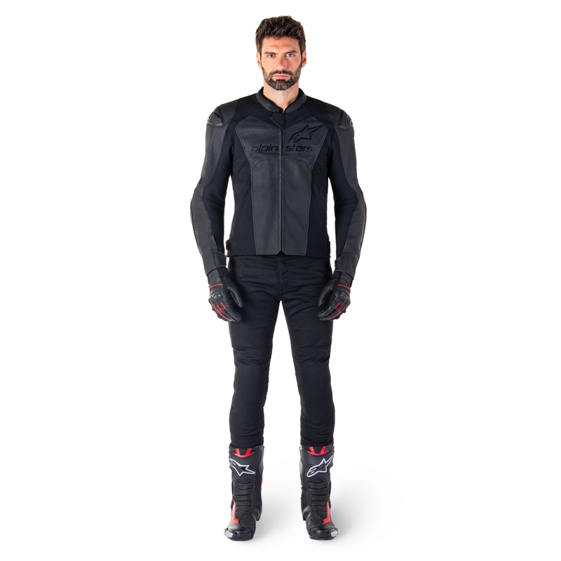 Alpinestars Faster 3 Airflow usnjena motoristična jakna črno-črna