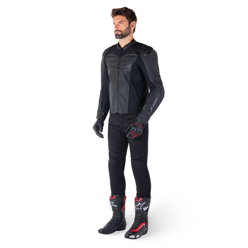 Alpinestars Faster 3 Airflow usnjena motoristična jakna črno-črna