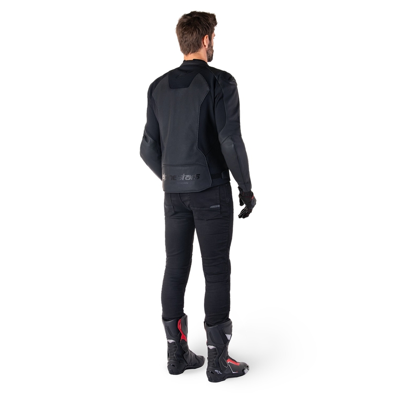 Alpinestars Faster 3 Airflow usnjena motoristična jakna črno-črna