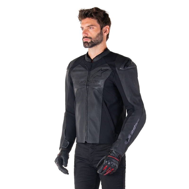 Alpinestars Faster 3 Airflow usnjena motoristična jakna črno-črna