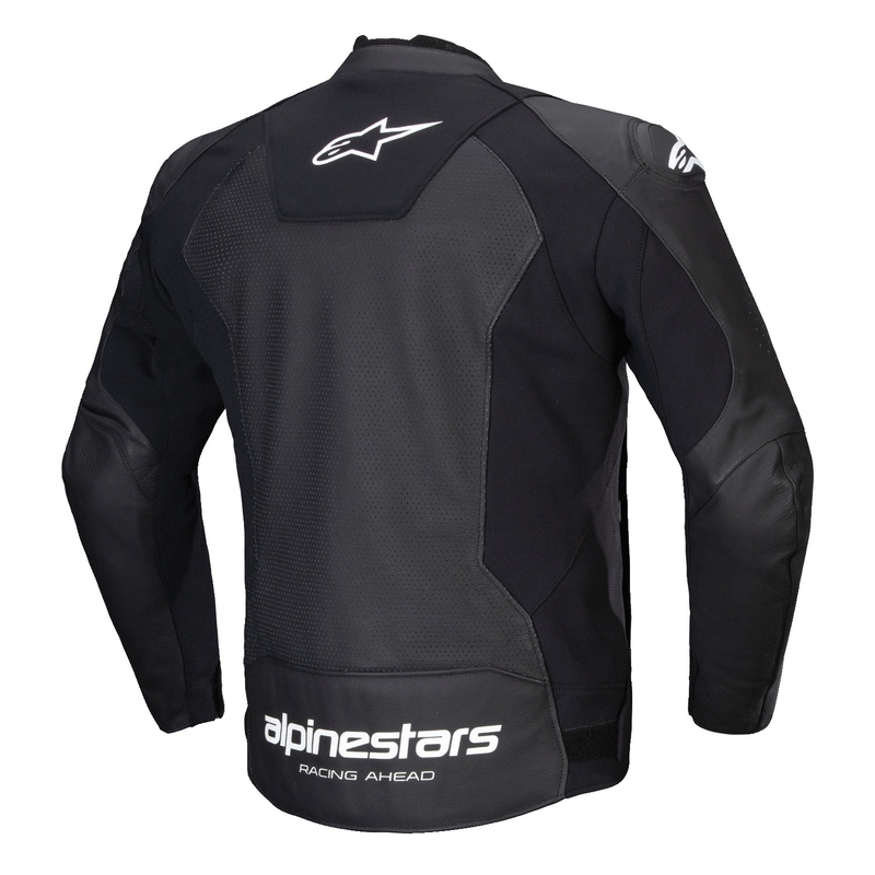 Usnjena motoristična jakna Alpinestars Faster 3 Airflow črno-bela