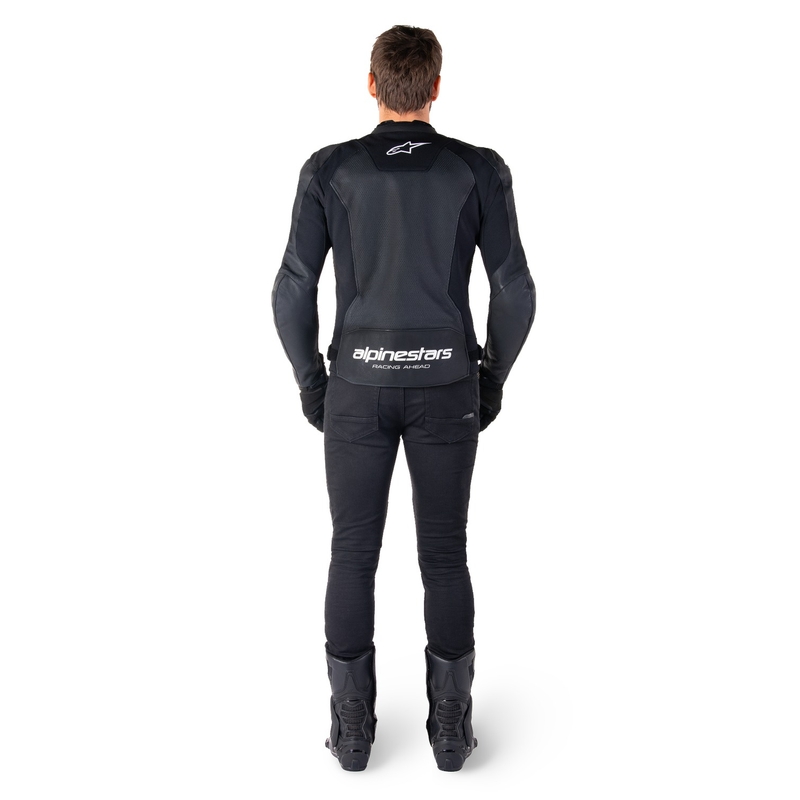 Usnjena motoristična jakna Alpinestars Faster 3 Airflow črno-bela