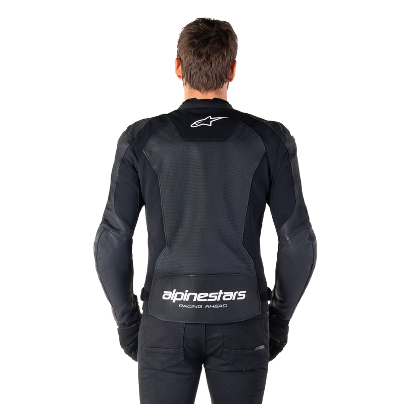 Usnjena motoristična jakna Alpinestars Faster 3 Airflow črno-bela