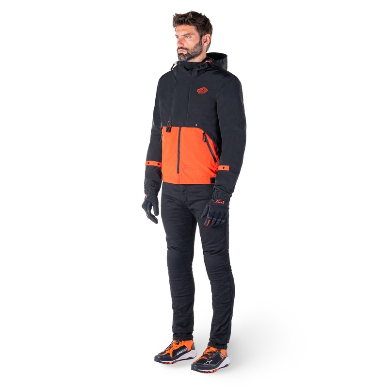 Motoristična jakna Alpinestars Mootant Waterproof Parka črno-fluo oranžna
