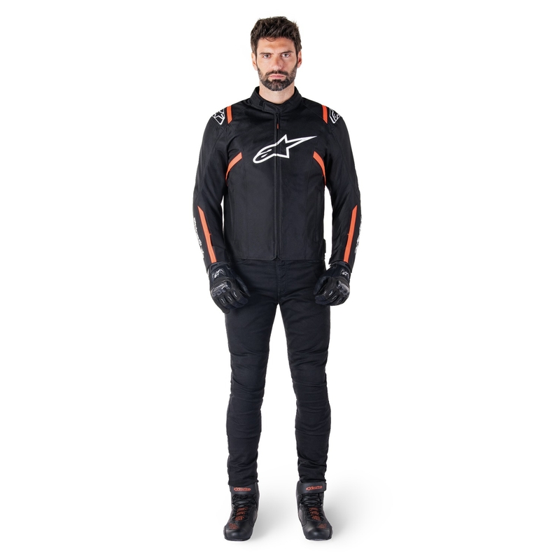Alpinestars T-SPS 2 Nepremočljiva motoristična jakna črno-belo-fluo rdeča