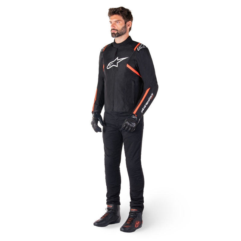 Alpinestars T-SPS 2 Nepremočljiva motoristična jakna črno-belo-fluo rdeča