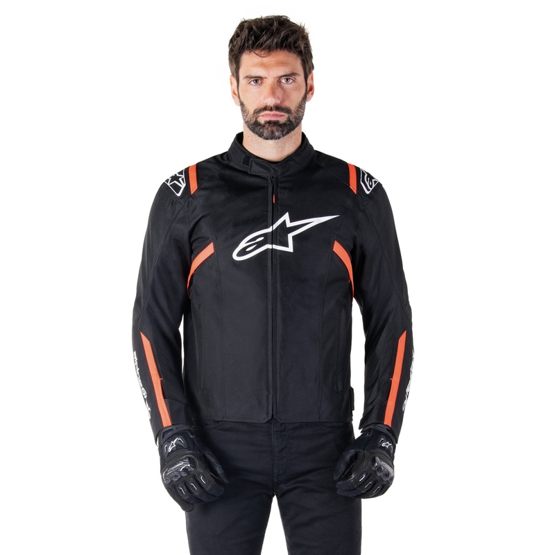 Alpinestars T-SPS 2 Nepremočljiva motoristična jakna črno-belo-fluo rdeča