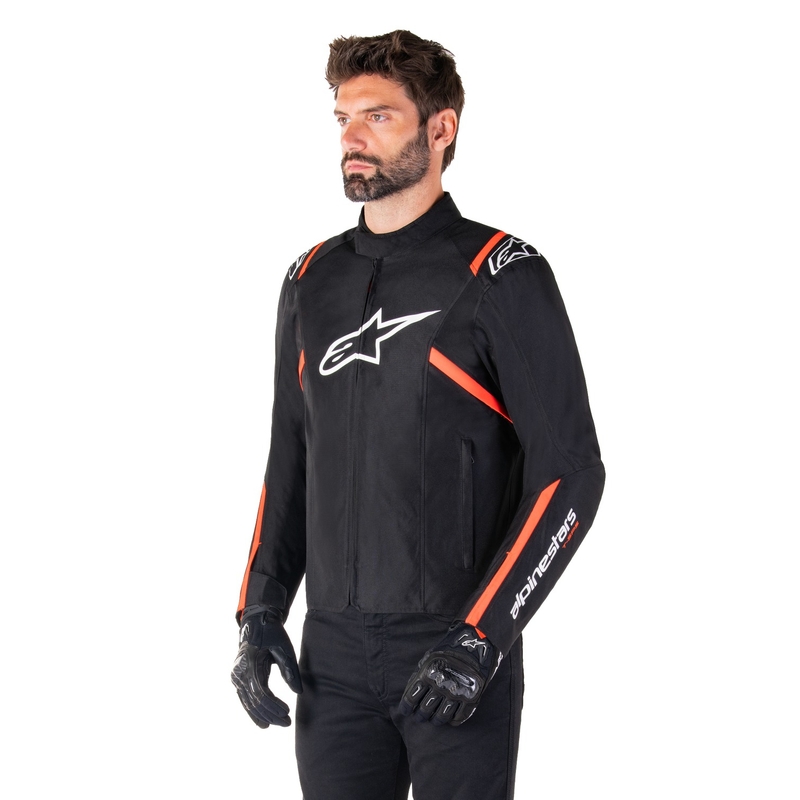 Alpinestars T-SPS 2 Nepremočljiva motoristična jakna črno-belo-fluo rdeča