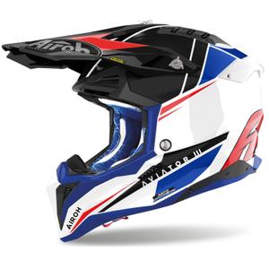 Motokros čelada Airoh Aviator 3.0 Push modro-rdeča