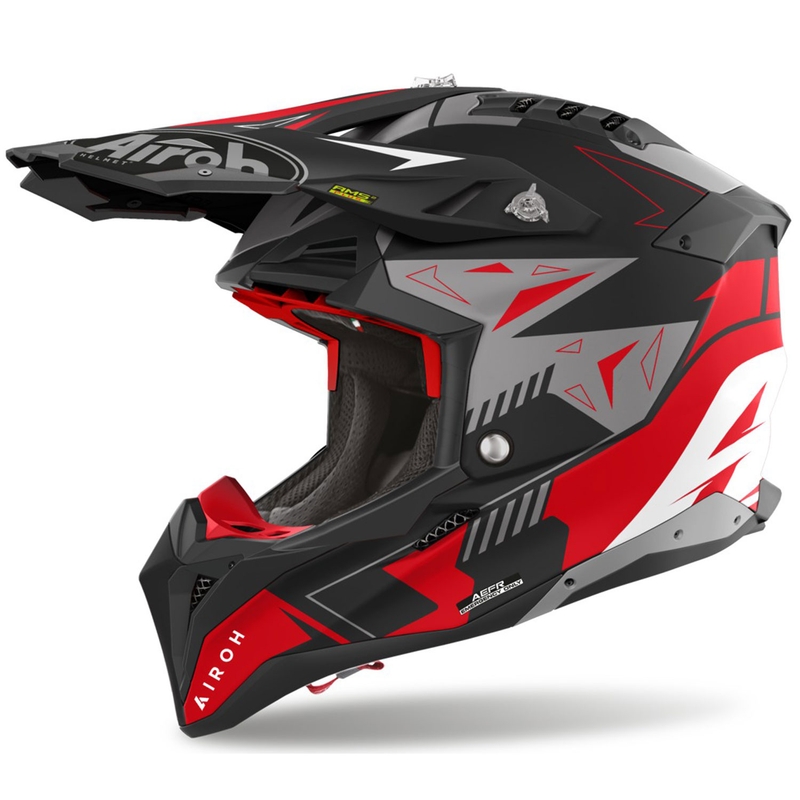 Motokros čelada Airoh Aviator 3 Spin rdeča mat