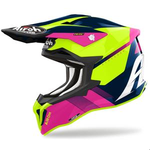 Motokros čelada Airoh Strycker Blazer modro-roza razprodaja