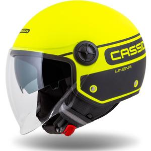 Cassida Handy Plus Linear fluo rumeno-črna odprta motoristična čelada