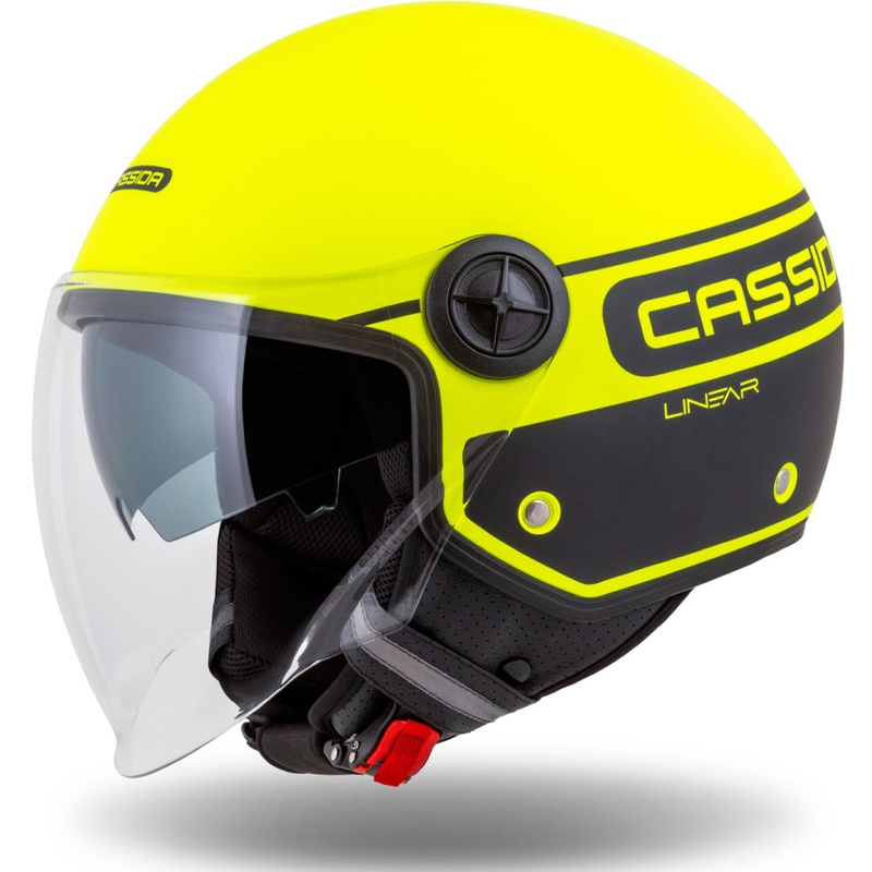 Cassida Handy Plus Linear fluo rumeno-črna odprta motoristična čelada