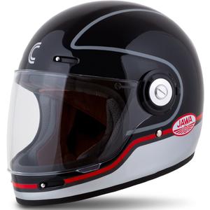 Integralna motoristična čelada Cassida Fibre Jawa Sport črna-srebrna-rdeča