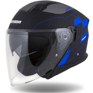Cassida Jet Tech Roxor Black-Grey-Blue Matte Open motoristična čelada