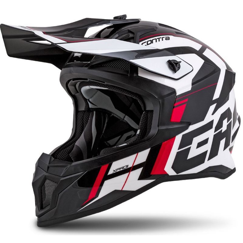 Cassida Cross Pro II Contra motokros čelada bela-rdeča-črna