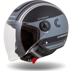 Cassida Handy Metropolis Varnostna odprta motoristična čelada Black-Reflective Grey