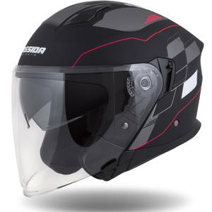 Cassida Jet Tech Roxor Black-Red-Grey Odprta motoristična čelada