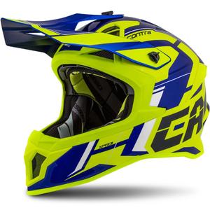 Motokros čelada Cassida Cross Pro II Contra fluo rumeno-modro-bela