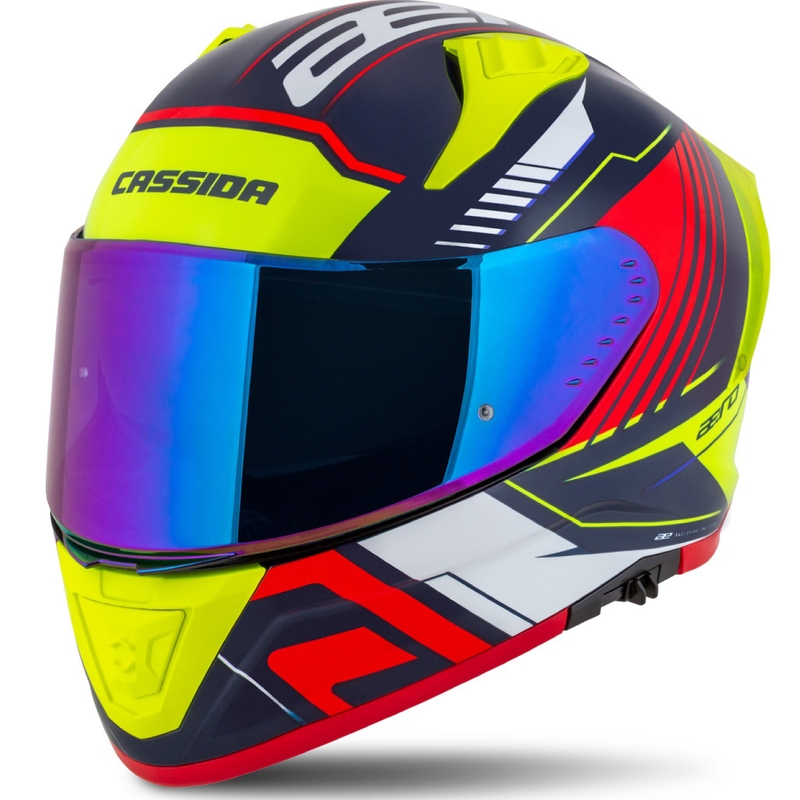 Motoristična čelada Cassida Aero Drome Integral Pearl Blue-Yellow-Orange-Red-White