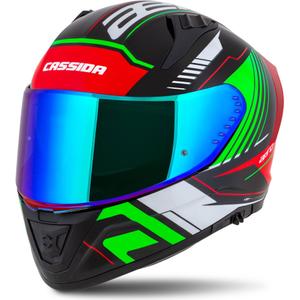 Motoristična čelada Cassida Aero Drome integral črno-rdeča-zeleno-bela