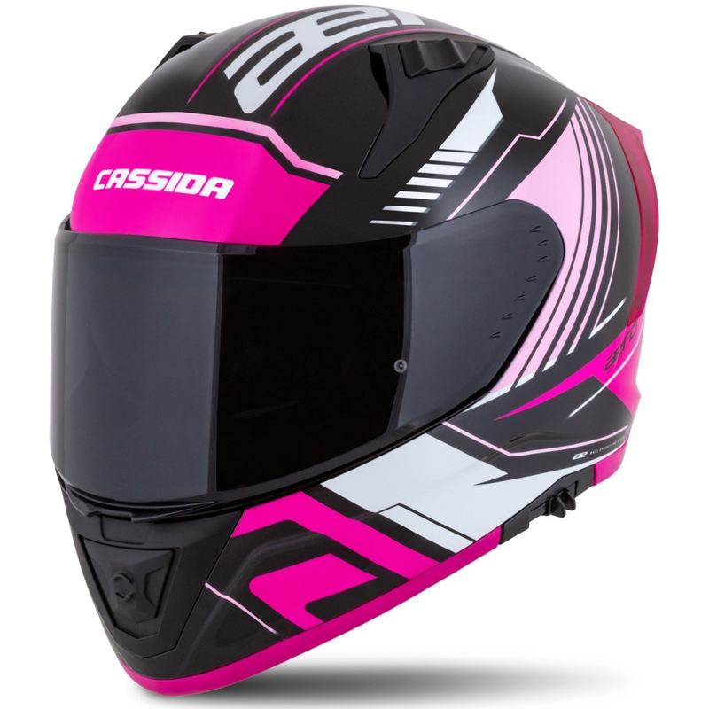Črno-roza-bela integralna motoristična čelada Cassida Aero Drome