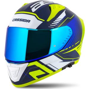 Integralna motoristična čelada Cassida Aero Drome modro-fluo rumeno-svetlo modro-bela