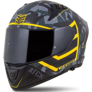 Integralna motoristična čelada Cassida Aero camo sivo-črno-fluo rumena