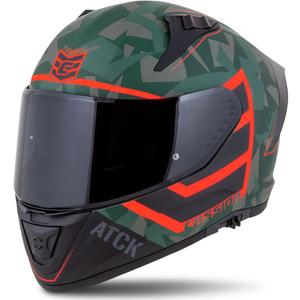Integralna motoristična čelada Cassida Aero ATCK camo zelena-črna-siva-oranžna