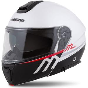 Cassida Modulo 2.1 Compass Flip Up motoristična čelada biserno bela-črna-rdeča-srebrna