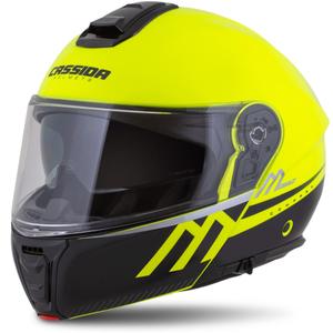 Motoristična čelada na preklop Cassida Modulo 2.1 Compass fluo rumena-črna-srebrna-rdeča