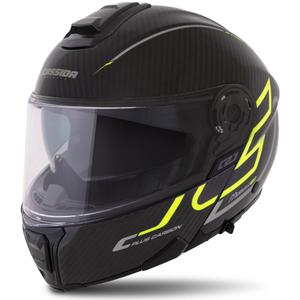 Preklopna čelada Cassida Modulo 2.1 Plus Carbon fluo rumeno-srebrno-črna