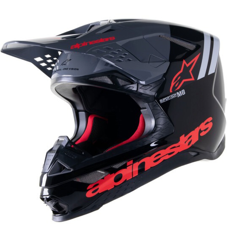 Alpinestars Supertech S-M8 Radium 2 motokros čelada črno-sivo-rdeča