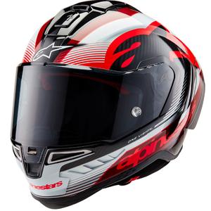 Integrální helma na motorku Alpinestars Supertech R-10 Team 2024 carbon červeno-bílá