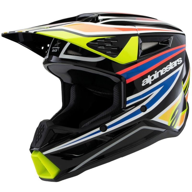 Otroška motokros čelada Alpinestars S-M3 WURX črno-fluo rumeno-modro-rdeča