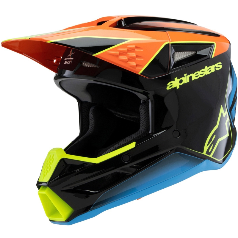 Otroška motokros čelada Alpinestars S-M3 FRAY črno-fluo oranžno-fluo rumeno-turkizna