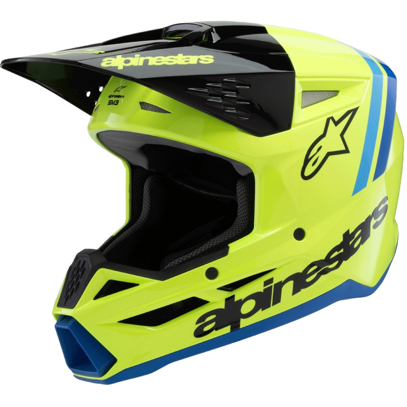 Otroška motokros čelada Alpinestars S-M3 RADIUM fluo rumeno-črno-modra