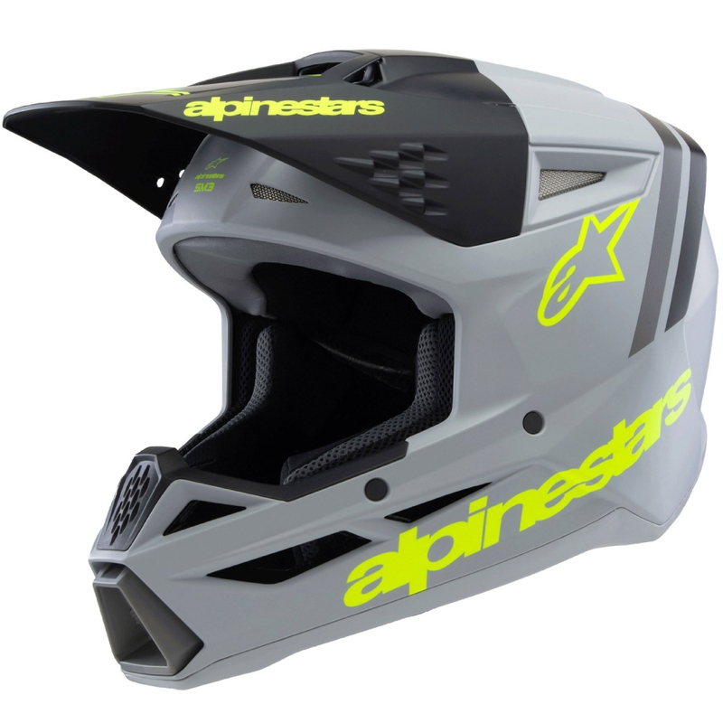Otroška motokros čelada Alpinestars S-M3 RADIUM mat sivo-fluo rumeno-črna