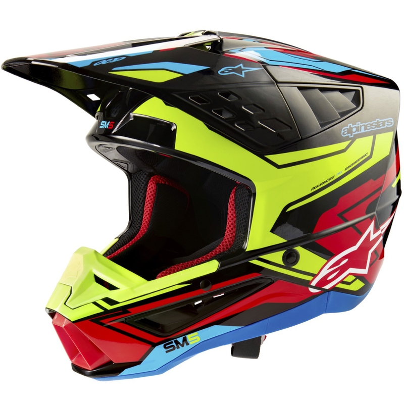 Motokros čelada Alpinestars S-M5 Action 2 fluo yellow-fluo red