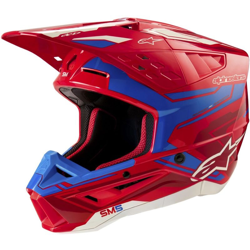 Motokros čelada Alpinestars S-M5 Action 2 fluo rdeče-modra