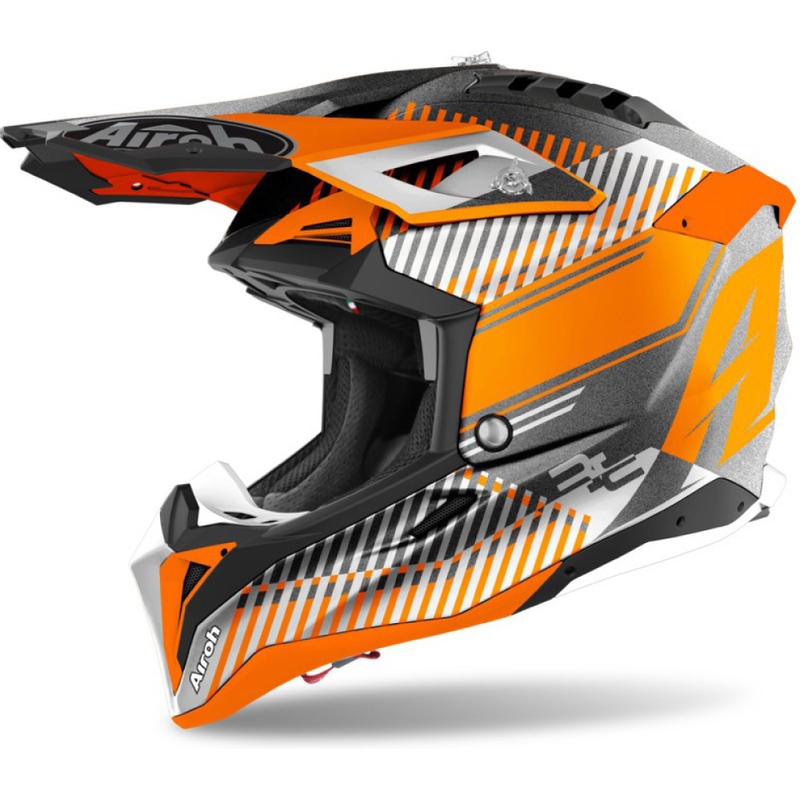 Motokros čelada Airoh Aviator 3.0 Wave 2022 oranžno-sivo-belo razprodaja