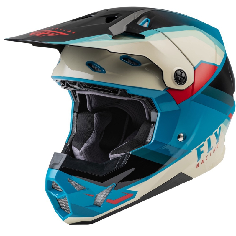 Motokros čelada FLY Racing Formula CP črno-sivo-turkizna