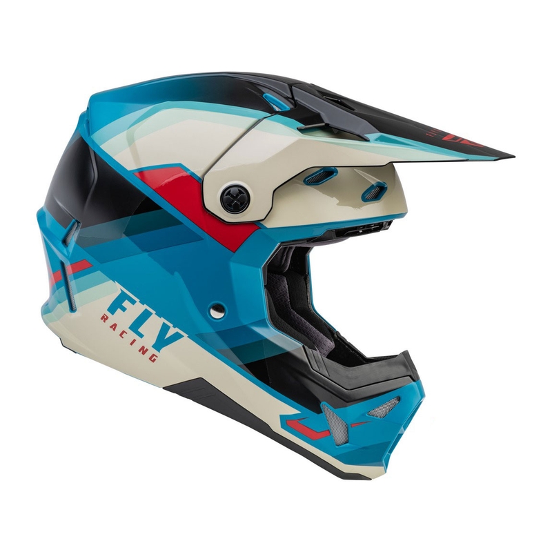 Motokros čelada FLY Racing Formula CP črno-sivo-turkizna