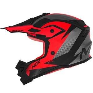 Otroška motokros čelada NOX N761 MX fluo rdeča-črna-siva
